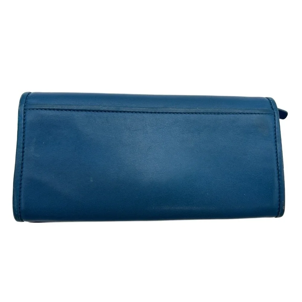 Kate Spade New York Continental Wallet Teal Blue Leather‎ Snap Closure 4x8